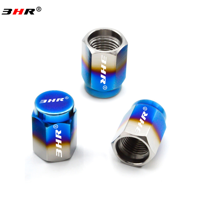 Burnt Blue Color Gr.5 Titanium Alloy Automobile Car Tire Valve Stem Anti-Rust Cap Stem Covers for Cars Bikes and Motorcycle