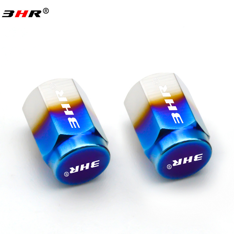 Burnt Blue Color Gr.5 Titanium Alloy Automobile Car Tire Valve Stem Anti-Rust Cap Stem Covers for Cars Bikes and Motorcycle