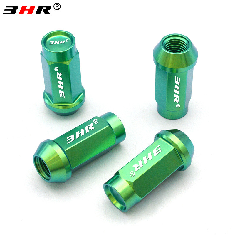 3HR Gr5 titanium Ti-6Al-4V 60 degree cone seat closed end green wheel locking nuts Wheel nuts lug nuts M12*1.5*45mm for Toyota