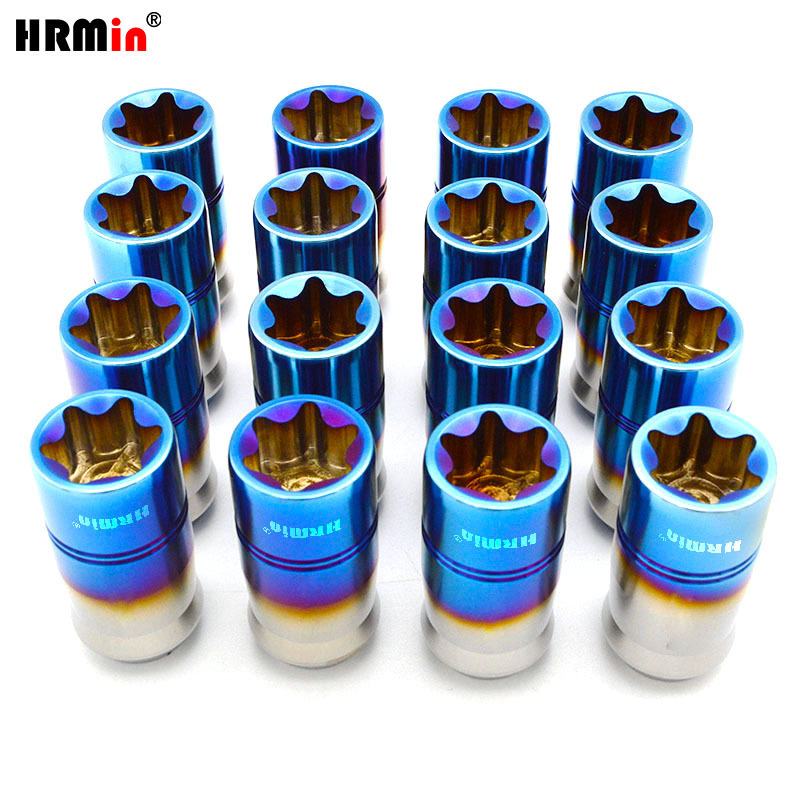 HRMin Anti-theft Gr.5 Titanium alloy high strength cone seat black wheel lug nut titanium nut  M12*1.5*45mmforToyoto Mazda Honda