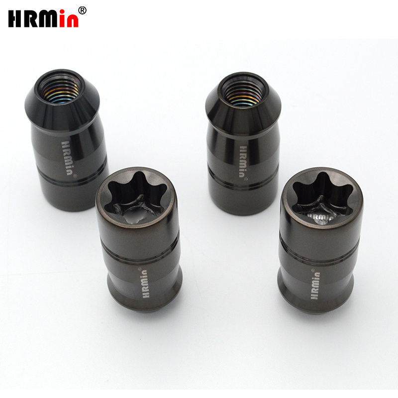 HRMin Anti-theft Gr.5 Titanium alloy high strength cone seat black wheel lug nut titanium nut  M12*1.5*45mmforToyoto Mazda Honda