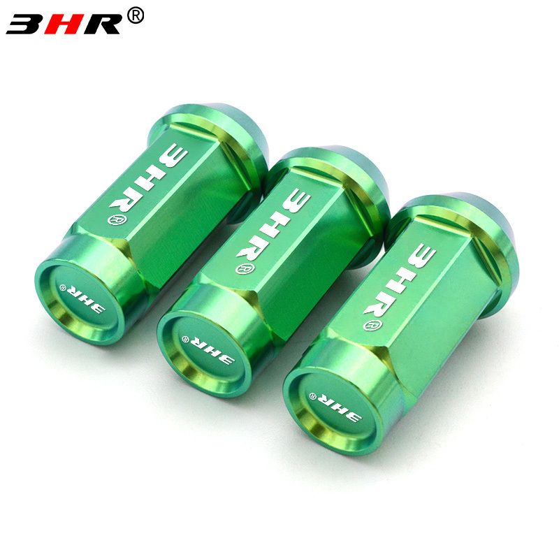 3HR Gr5 titanium Ti-6Al-4V 60 degree cone seat closed end green wheel locking nuts Wheel nuts lug nuts M12*1.5*45mm for Toyota