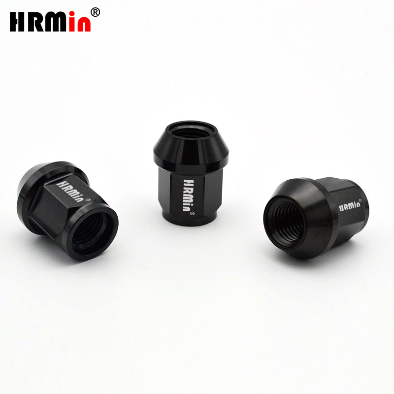 High Performance Black Color Open End 17mm Hex Cone Seat Gr.5 Titanium Alloy Ti-6Al-4V Auto Lug Nut M12x1.5x27mm