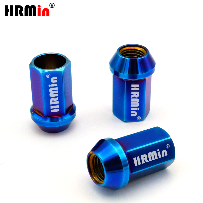 HRMin Gr.5 Titanium alloy high strength cone seat natural color wheel nut lug titanium nut  M12*35mm