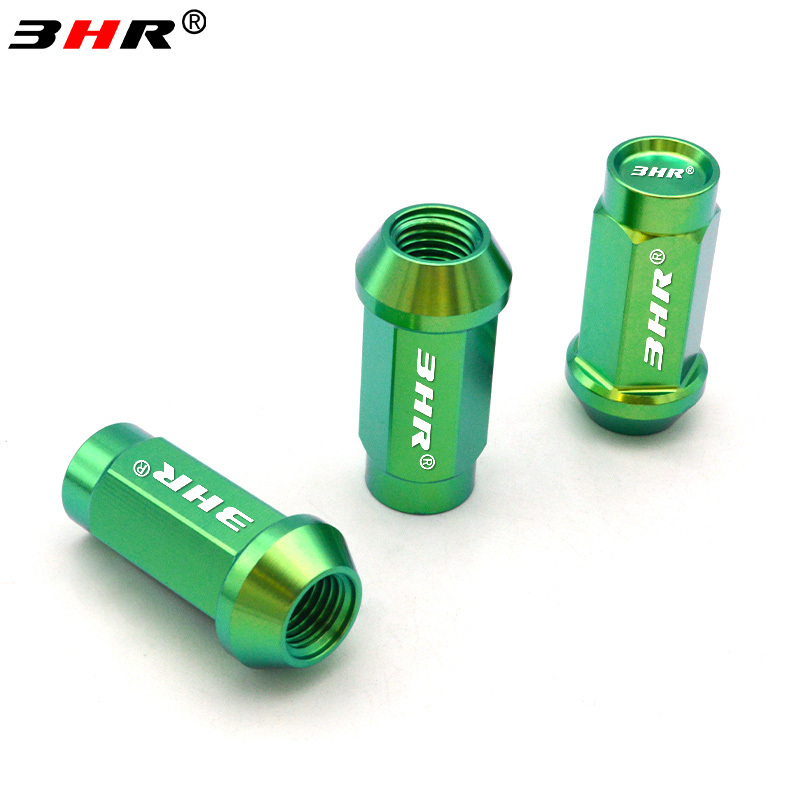 3HR Gr5 titanium Ti-6Al-4V 60 degree cone seat closed end green wheel locking nuts Wheel nuts lug nuts M12*1.5*45mm for Toyota