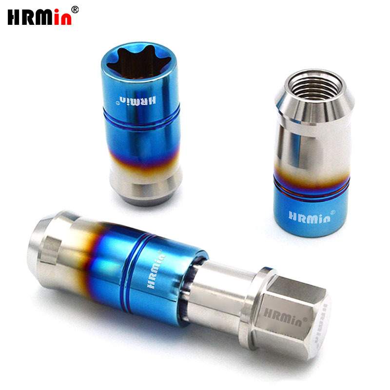 HRMin Anti-theft Gr.5 Titanium alloy high strength cone seat black wheel lug nut titanium nut  M12*1.5*45mmforToyoto Mazda Honda