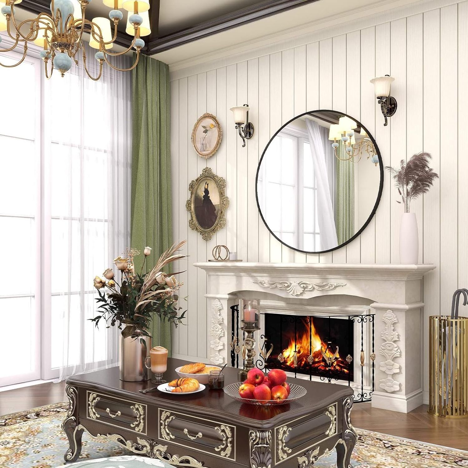 Cross-border e-commerce popular models mirror with aluminum frame wall round mirror round mirror wall decor