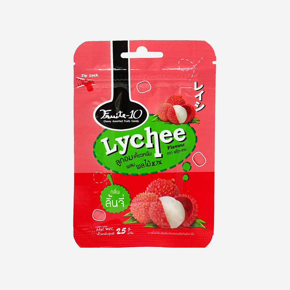 Chewy Lychee Soft Fruit Candy wholesale Funny Round Shaped Gummy Jelly Beans Bags 25g Package Sweet