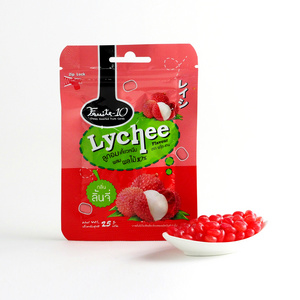 Chewy Lychee Soft Fruit Candy wholesale Funny Round Shaped Gummy Jelly Beans Bags 25g Package Sweet