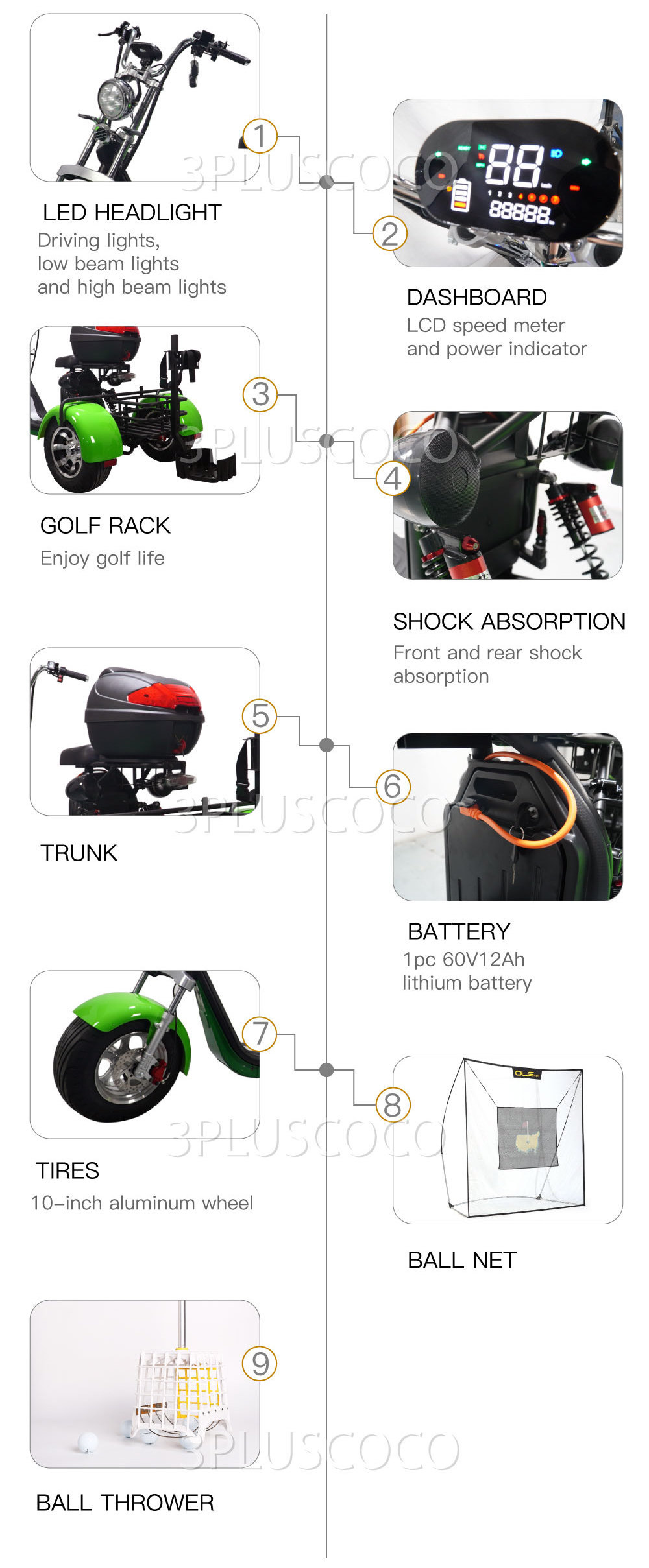 3 Wheels Scooter for Adults 2023 Powerful Citycoco Mobility Electric Scooters