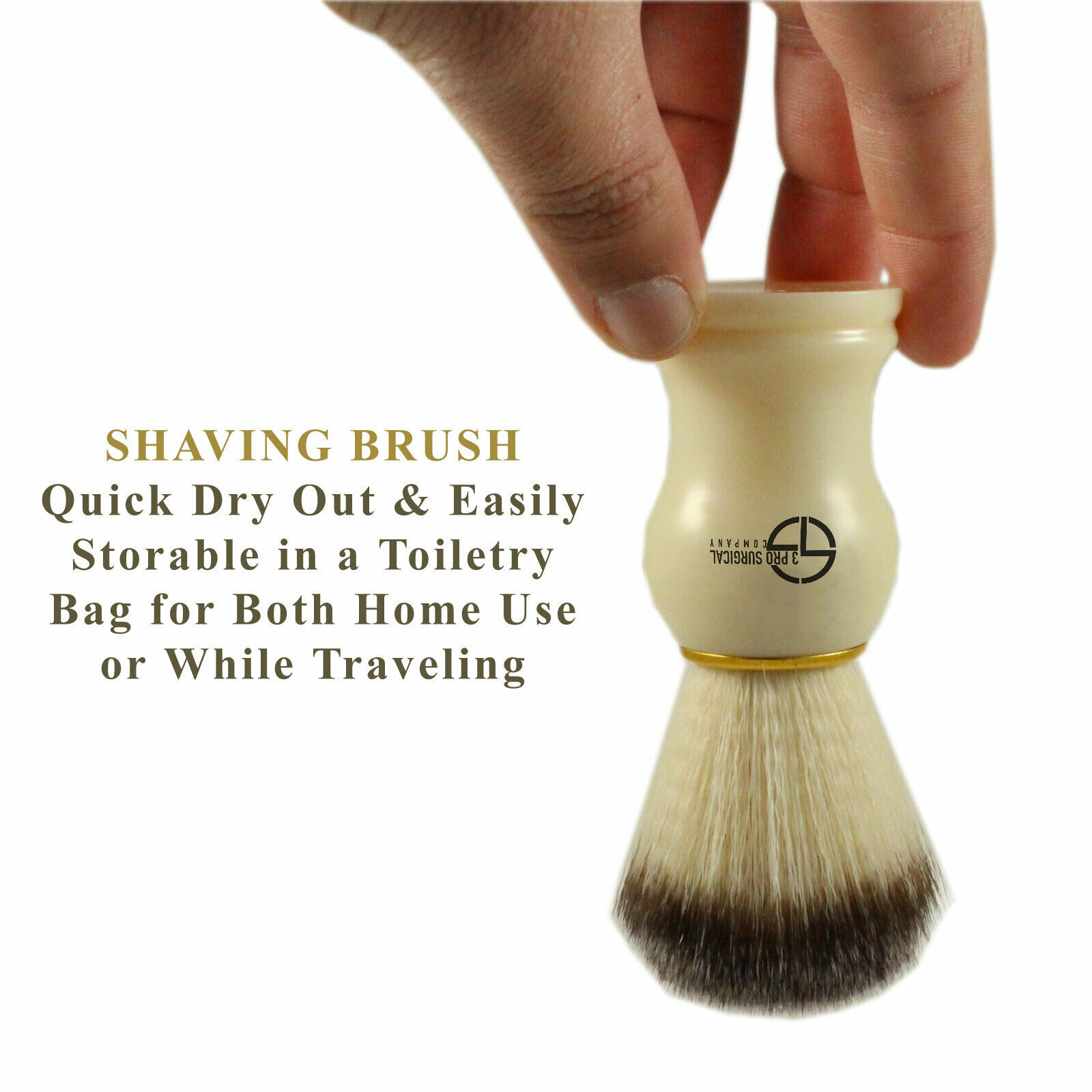 PRO QUALITY SHAVING WOODEN HANDLE BRUSH WITH SYNTHETIC HAIR