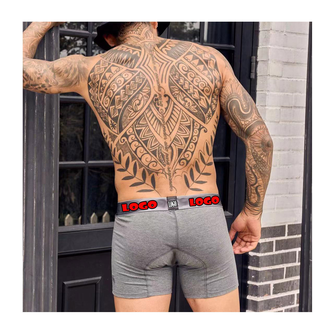 Custom Jacquard Elastic Band Boxer Briefs High Quality Comfortable Cotton Men Underwear Long Leg Boxer For Men