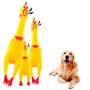 Pet Cartoon Bite Toy Yellow Screaming Chicken Rubber Vinyl Squeaky Pet Dog Chew Toy