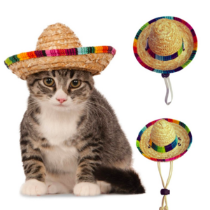 Mini Pet Dogs Straw Hat Sombrero Cat Sun Hat for Beach Party Straw Hats Dogs Hawaii Style Funny Accessories