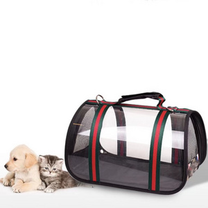 China manufacturer luxury designer dog and cat breathable foldable transparent pet carrier for dogs cats