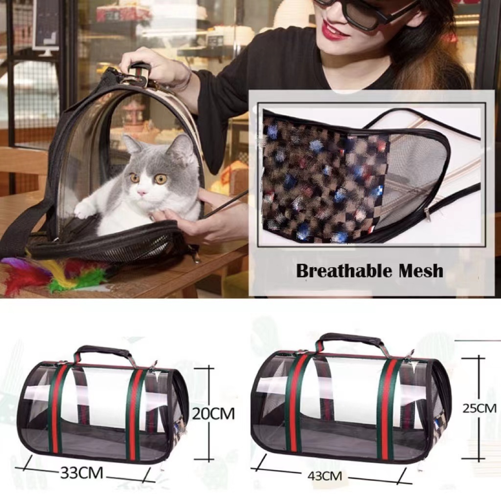 China manufacturer luxury designer dog and cat breathable foldable transparent pet carrier for dogs cats