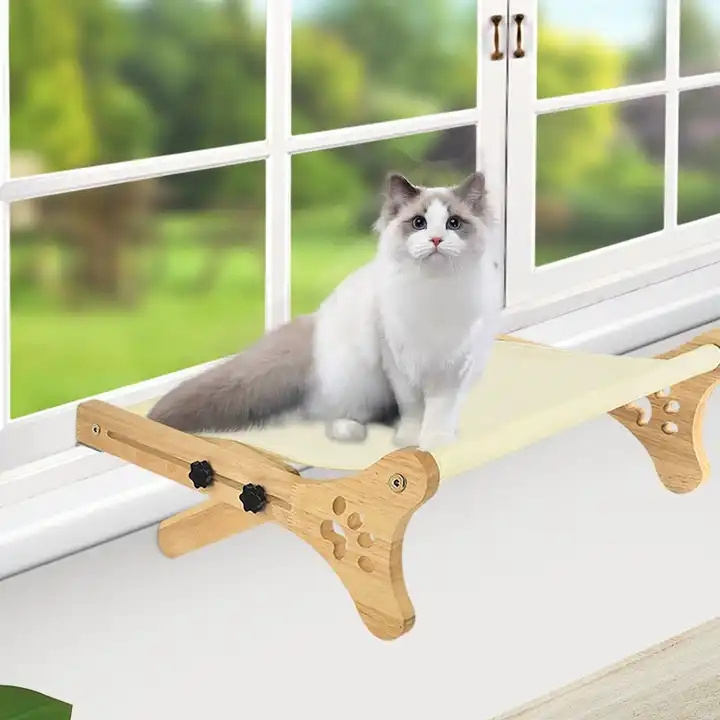 Airuidog Customized Logo Cat Hammock Window Sleeping Bed Cat Window Perch Hammock for Cat Hanging Seat Wall Furniture