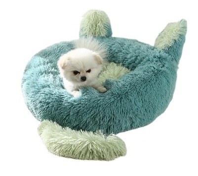 Long Faux Fur Pet bed Comfortable Waterproof Plush Donut Round Dog Bed Dropshipping Soft Washable Cat Bed Removable Pet Cushion