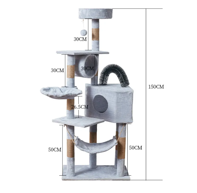 Toys fat cat wood curved scratcher Tower Condo Furniture Scratch Post hammock bed large cat tree for Kittens Pet House Play