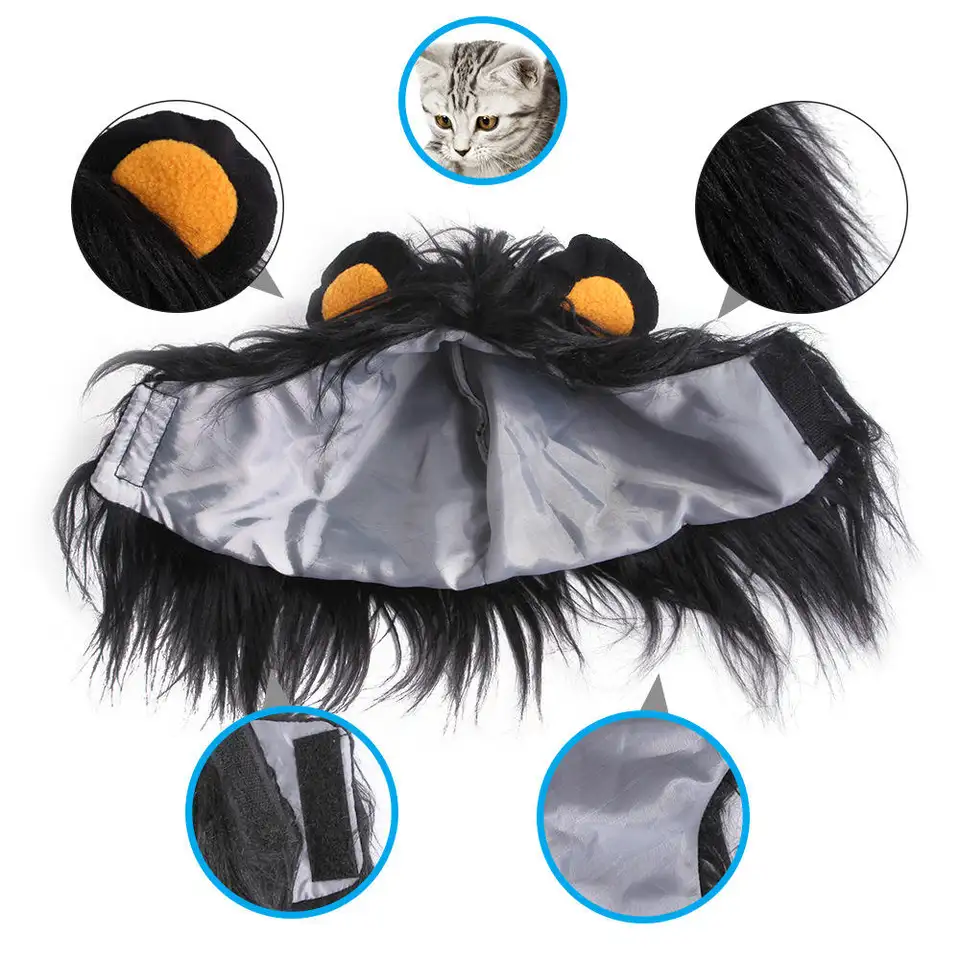 hot Cute Lovely cat long hair party headgear cosplay accessories Halloween lion Mane Wig Fancy Costume ear cartoon pet hat