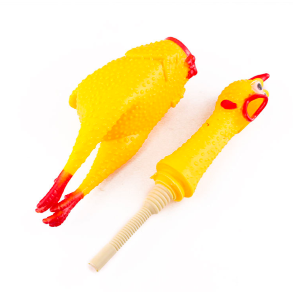 Pet Cartoon Bite Toy Yellow Screaming Chicken Rubber Vinyl Squeaky Pet Dog Chew Toy