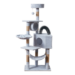 Toys fat cat wood curved scratcher Tower Condo Furniture Scratch Post hammock bed large cat tree for Kittens Pet House Play