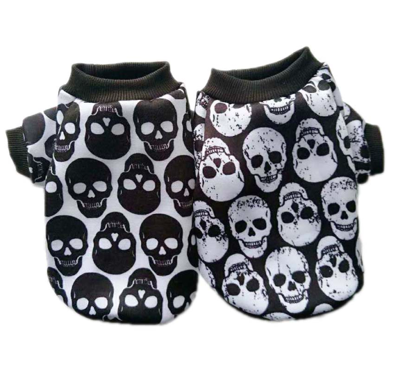 Halloween Skulls Pet Dog Clothes Hoodie Autumn Winter Dog Costume Outfit for Small Dog Cat Puppy Coat Jacket Yorkies