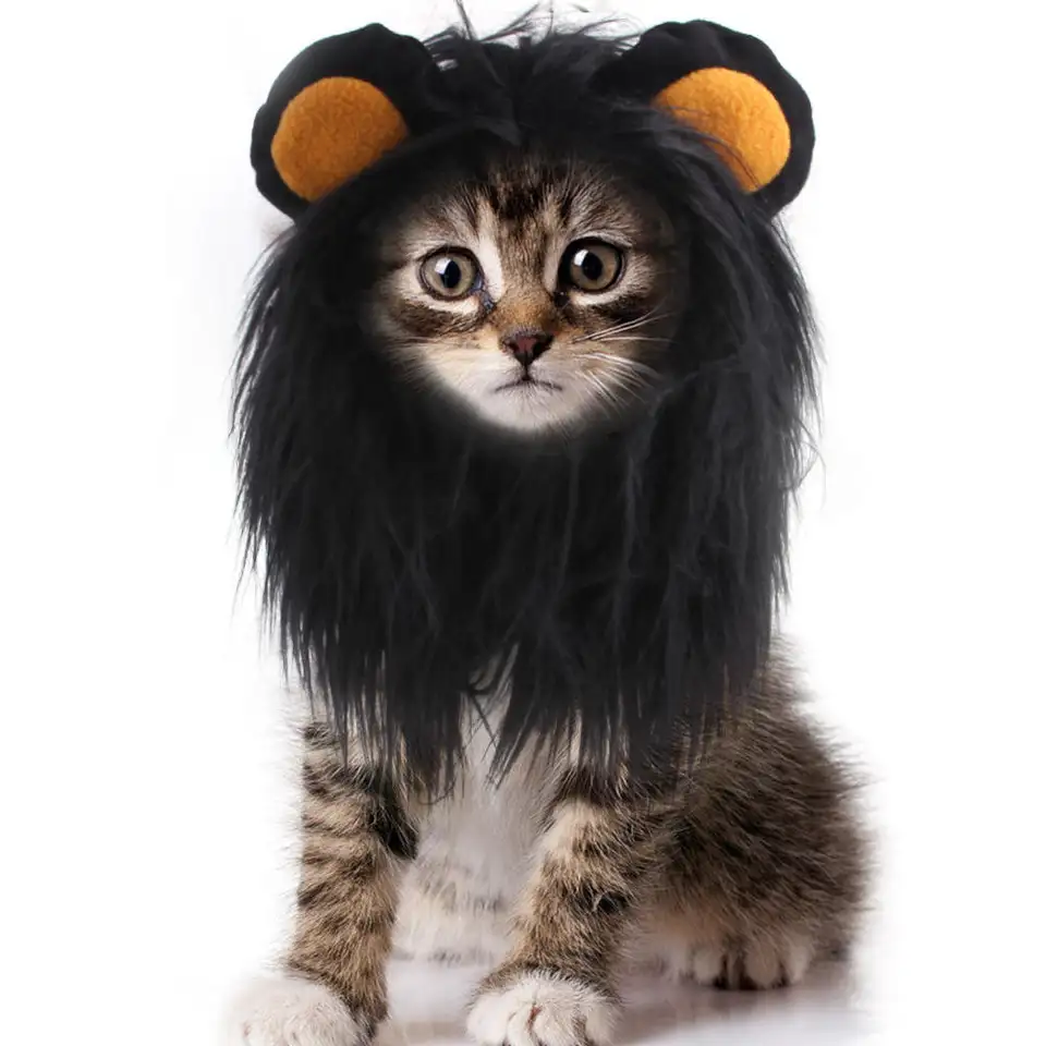 hot Cute Lovely cat long hair party headgear cosplay accessories Halloween lion Mane Wig Fancy Costume ear cartoon pet hat