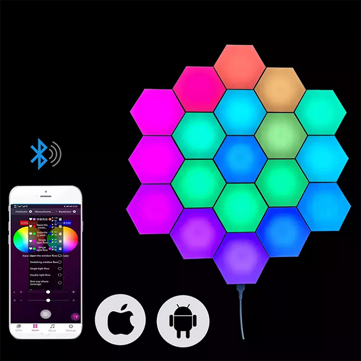 DIY RGB board Light Smart Led Hexagonal Modular Touch Sensitive Lighting Remote Controlled Wall Decoration Panel Night Light