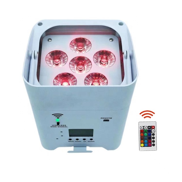 Wireless Battery Powered 18W*6 RGBWA UV uplight led dj light par light with remote control