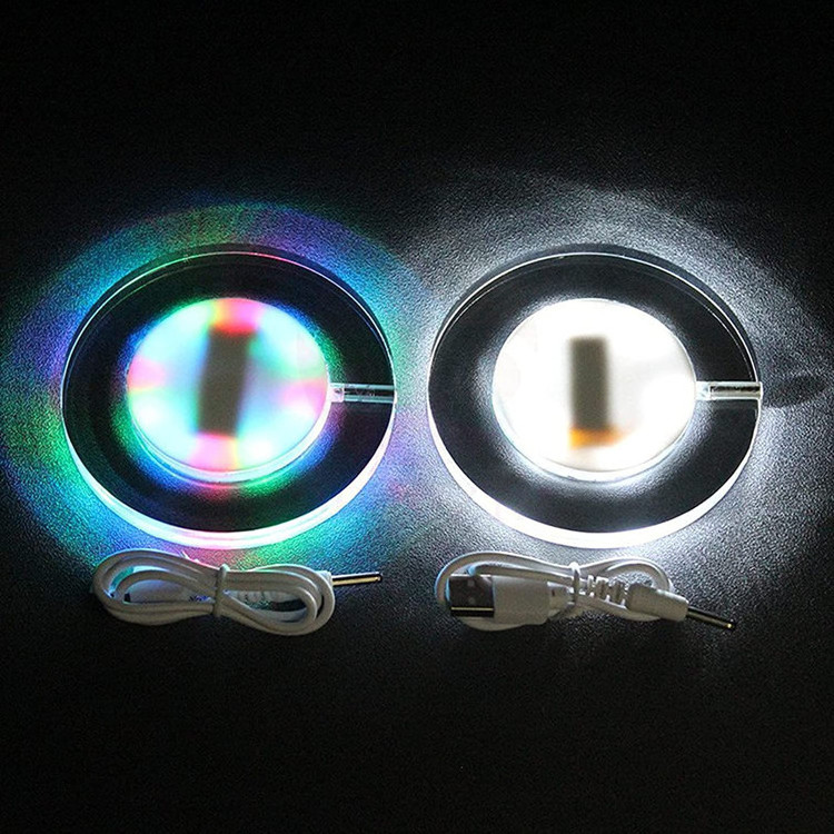 LED Car Coaster Light Up Coasters LED Beer Drink Mat Car LED Bottle Light Bottle  Acrylic Luminous Coasters for USB Party Bar