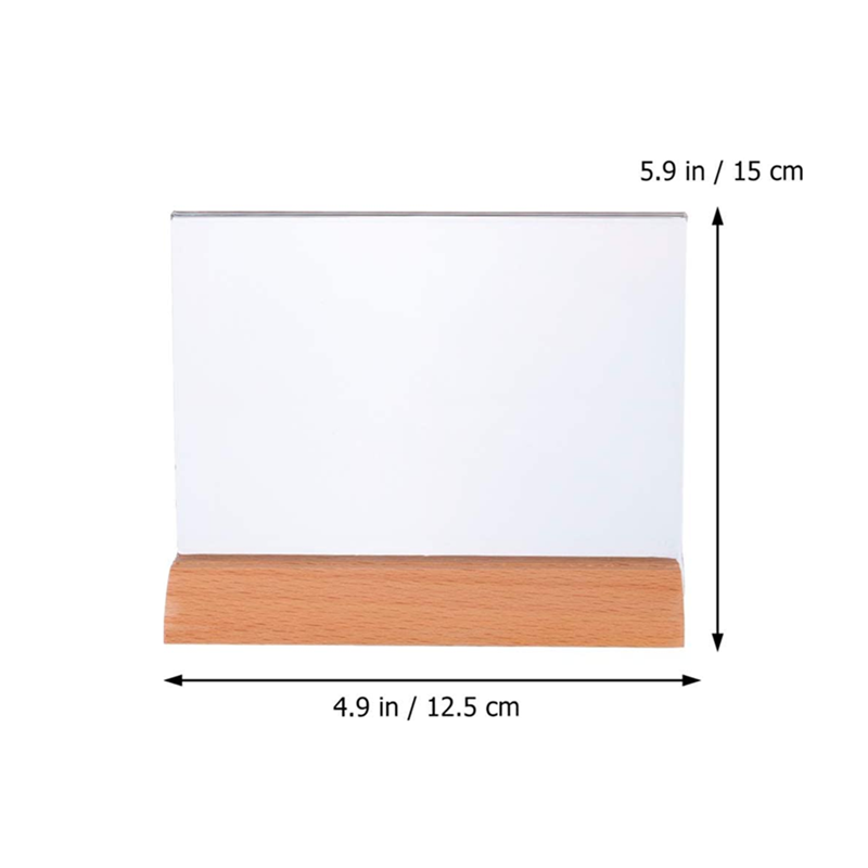 A6 Clear Blank Acrylic Sign Holder with Wooden Base Table Place Card Stand Menu Number Display Holder for Wedding Business