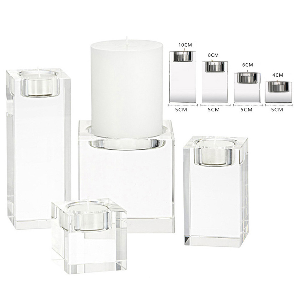 Square Clear Crystal Candle Holder Candlesticks Acrylic Tea Light Candle Holders