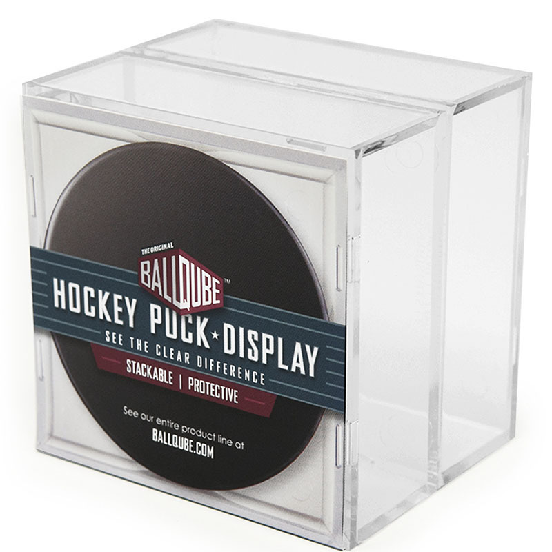 Memorabilia Hockey Official Game square acrylic Ice Hockey Pucks storage box acrylic clear square two-piece hockey puck display