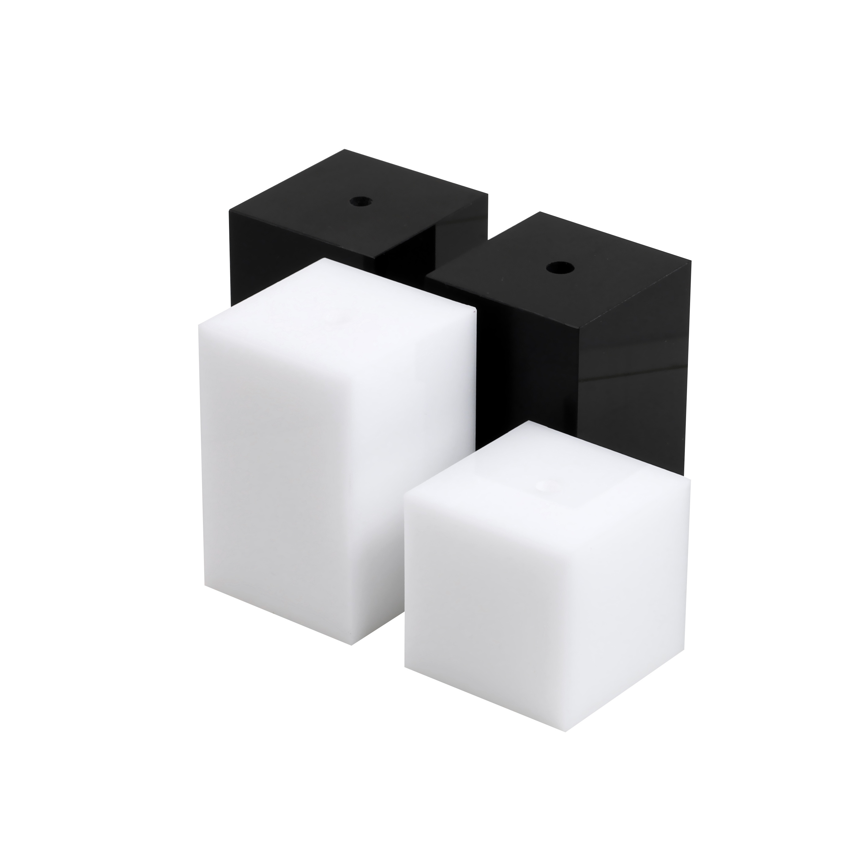 Rectangular Acrylic Display Cube White and Black Blocks Set of 4 Plinth PMMA Nesting Risers