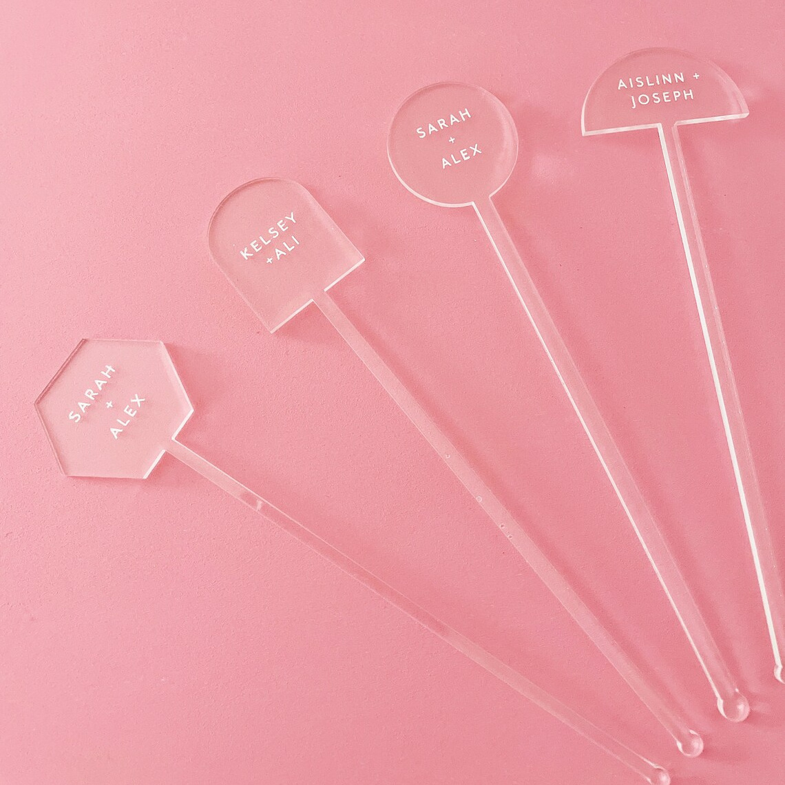 Personalized Blank Transparent Geometric DIY Acrylic Wedding Drink Stir Stick for Cocktail Stirrers