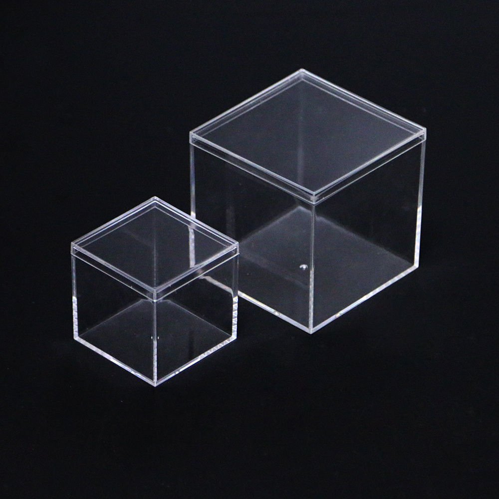 square small custom clear plexiglass boxes for chocolate crystal acrylic candy boxes with cover