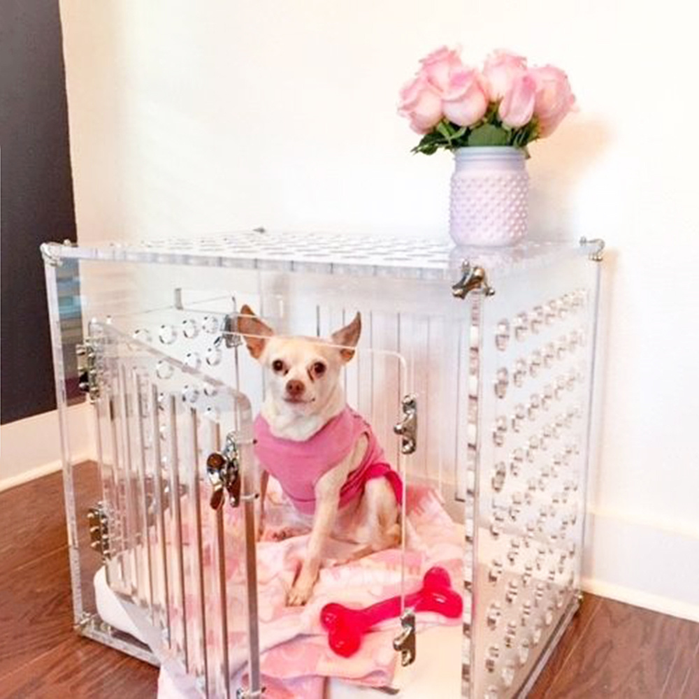 customized size indoor dog crate to gate clear acrylic lucite pet kennel dog house