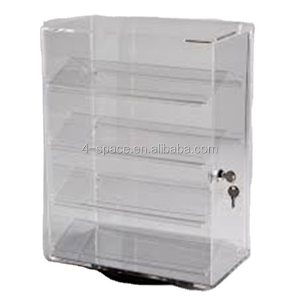 Acrylic Counter Top Revolving Display Case with Lock and 4 Sngled Shelves Mobile Phone Accessories Showcase