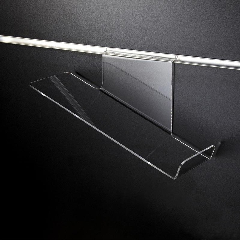 wall mounted clear perspex sneaker display shelf  transparent hanging acrylic shoe display holder