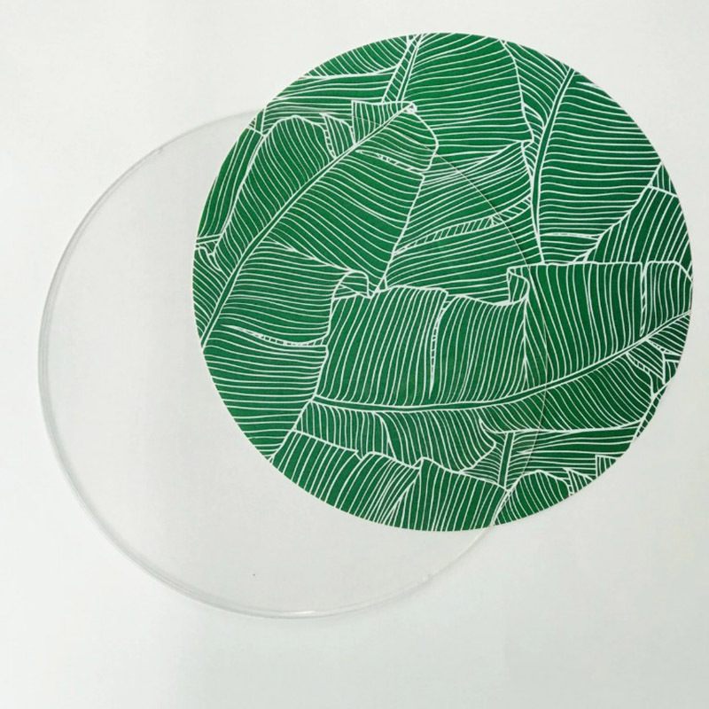 custom 12'' clear round Acrylic table placemats with interchangeable inserts