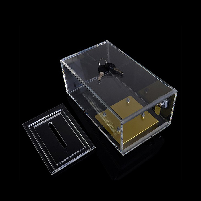 Professional Transparent Acrylic Safe Chips Metal Bank Double Security Casino Money Poker Tips Case Table Coin Toke Box