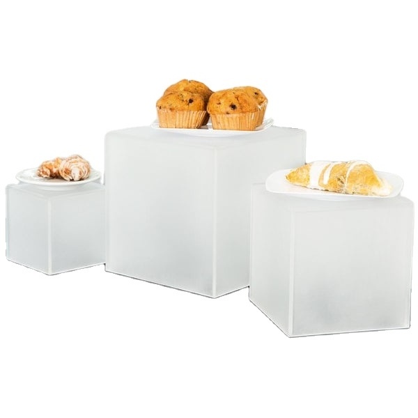 Wedding Cafeteria Party Buffet Decoration Plastic Food Display Stand Frosted Clear Acrylic Cube Riser