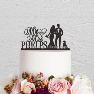 Personalized Last Name Wedding Cake Topper, Mr and Mrs Cake Topper, Bride and Groom Elegant Wedding Topper