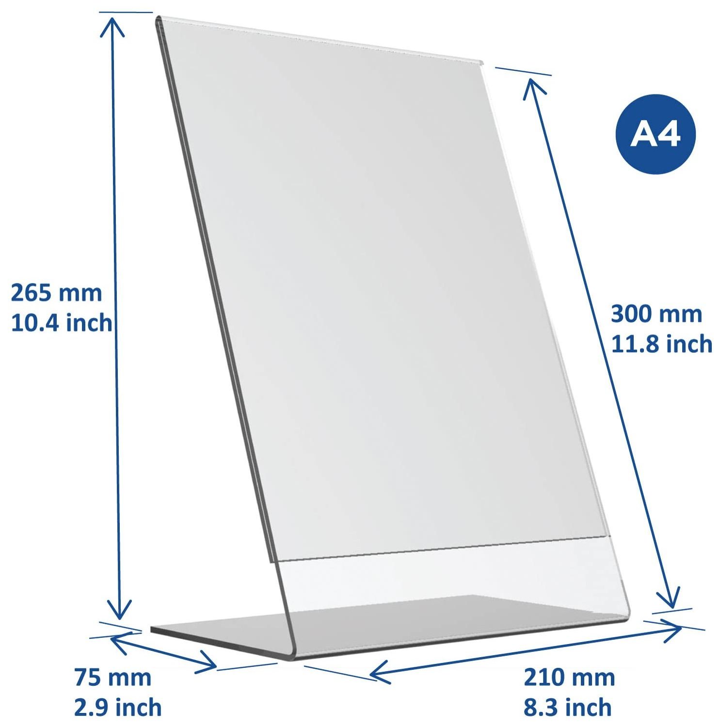 Custom Vertical Acrylic plexi fram Sign Holder Portrait Landscape Table Menu Stand With PMMA Advertising Page Holder