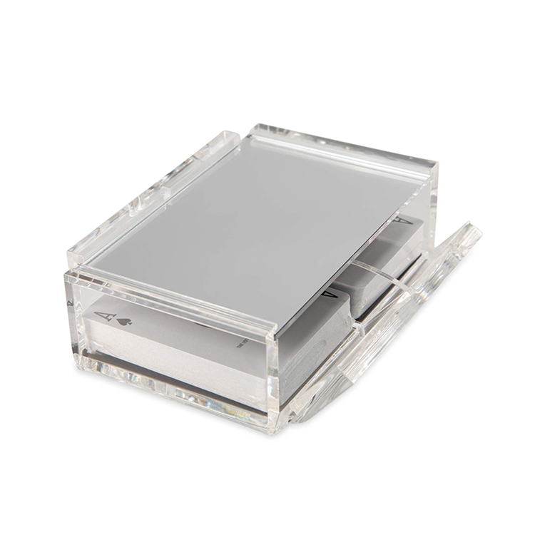 Acrylic Canasta Card Holder Tray 2 Decks of Playing Cards Acrylic Box with Sliding Lid and Revolving Base