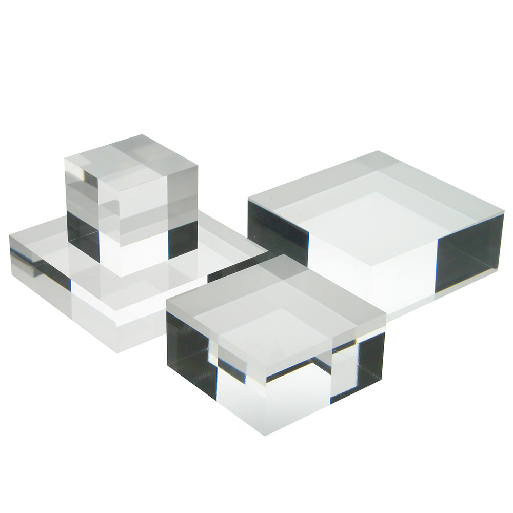 transparent solid acrylic cube 20mm clear plexiglass display base 4x4cm PMMA display block