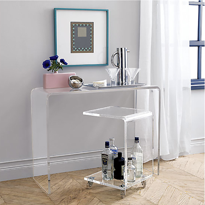 Manufacturing Plexi Dining Table Lucite Console Desk Crystal Acrylic Vanity Table