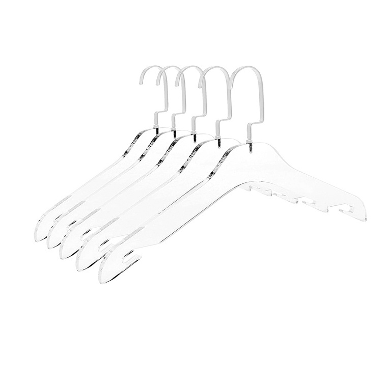 Crystal Clear Plastic Clothing Hangers Space Saving Closet Organizer Garment Coat Hangers with Silver Metal Hooks