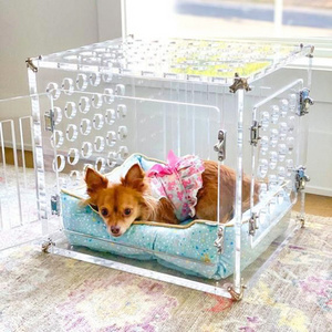 customized size indoor dog crate to gate clear acrylic lucite pet kennel dog house